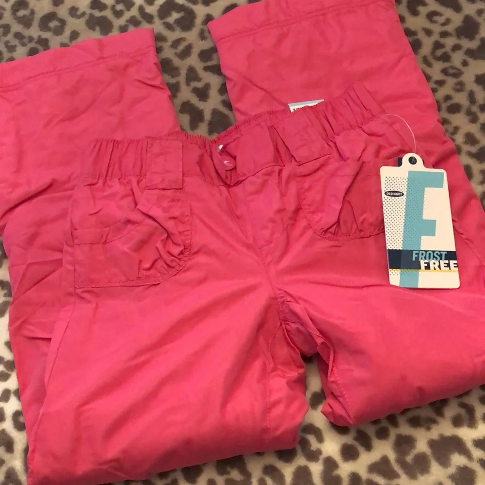 Old Navy Pink Frost Free Snow Pants Size Small 6 7 Fleece Lined